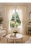Ruffled Linen Tulle Curtain / Single Panel / Matching Cornice and Rustic Cream Color - 2