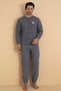 Falkom 5701 Selanik Fabric Winter Thick Fabric Men's Striped Pajama Set