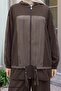 Hooded Detail Bitter Brown Double Set - 2