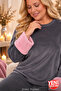 Women's Plus Size Gray Velvet Pajama Set Pink Plush Detailed Long Sleeve Winter Pajamas 38210 - 5