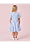 Girls Blue Striped Bow Dress - 4