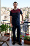 Men's Short Sleeve Combed Cotton Pajama Set 3020 Navy Blue