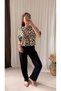 Leopard Print Short Sleeve Pajama Set - Black & Ecru - 4