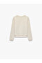 Cat Printed Cotton Long Sleeve Crew Neck Sequined Sweatshirt - 3
