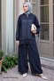 Hooded Detail Navy Blue Two-Piece Set