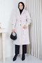 Angora Coat with Ribbed Sleeves and Belt Cream Hm2965 - 5