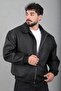 Faux Leather Coat with Elastic Waist and Collar Kmd 839_50518 - 4
