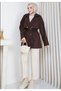 Women's Double-Breasted Collared Buttoned Belted Short Trench Coat - 5