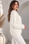 Women's Bearded Thread Pearl Stone Detailed Diamond Patterned Knitwear Sweater - 3
