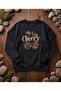 Women's Leopard Cherry Print Oversized Crew Neck Sweatshirt