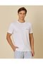 Men White T-Shirt And Striped Pants Pyjama Set - 2