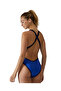 Women's Training Swimsuit Wide Strap Open Back Solid Royal Navy Blue - 2