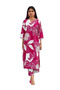 Pink & White Printed Cotton Blend Straight Kurta Pant Set - PMM17372 | Pink & White-Size:M-38-Inches