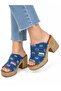 Women's gresa blue cork sole orthopedic platform heeled slippers - 3
