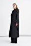 Hooded Belted Long Black Coat 13976 - 5