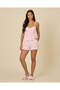Women Pink Lurex Viscose Padded Cami Set With Lace