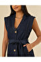 Woman Navy Belted Denim Jacket - 4