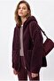 2233 Hooded Pocket Zippered Soft Textured Fleece Sweatshirt Plum - 4