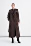 Hooded Belted Long Brown Coat 13976 - 4