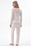 Women's Ecru V-Neck Long Sleeve Pajama Set, 100% Cotton - 6