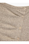 Short Sleeve Buttoned Draped Asymmetrical Boat Neck Blouse - 3