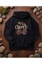 Women's Leopard Cherry Print Oversized Hooded Sweatshirt