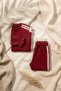 Burgundy and White Striped Ribbon Detailed Baby Girl and Child Cotton Tracksuit Set - Soft Textured Two-Piece - 5
