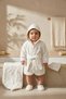 Bird Embroidered 100% Natural Cotton 3-Piece Baby Bathrobe Set with Embroidery Detail - Hooded Bathrobe, Slippers and Ha - 5