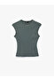 Slim Fit Cotton Ribbed Crew Neck Sleeveless Striped T-Shirt