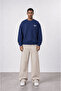 Men's Finalize Patch Detailed Oversize Sweatshirt Navy Blue - 4