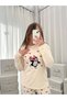 Ecru Penguin Patterned 4-Piece Bra, Crew Neck, Long Sleeve Premium Waffle Pajama Set - 6