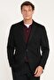 Men's Black Wool Slim Fit Mono Collar Blazer Jacket with Pocket