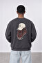 Men's the Art of Patch Detailed Oversize Sweatshirt Smoked