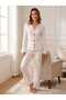 Women's Long Sleeve Patterned Bow Detailed Camisole Fabric Pajama Set - 2