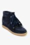 Oleta Navy Blue Suede Genuine Leather Hidden Wedge Heeled Women's Sneaker Boots - 6