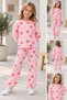 Girls' Pajama Set 100% Cotton Long Sleeve Seasonal Strawberry Patterned 2-Piece Pajama Set