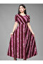 Maroon Floral Print A-Line Maxi Dress - FFT1079 | Maroon-Size:L-40-Inches
