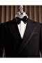 Slim Fit Men's Lapel Detailed Jacket Pants Combination Suit Black T20148-01 - 2