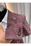 Men's Burgundy Plaid Patterned Slim Fit Double Breasted Suit - 4