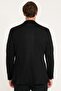 Men's Black Wool Slim Fit Mono Collar Blazer Jacket with Pocket - 7