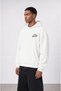 Men's Served Cold Printed Oversize Hoodie Ecru - 3