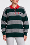 Striped Embroidered Oversize Knitwear Sweater Lki̇0060 Green Gray - 5