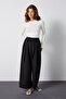 Women's Black Premium Elasticated Loose-Fit Poplin Trousers 32012 - 5