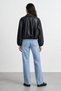 Denim Collar Leather Jacket - 5