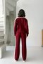Women's Burgundy Stylish Stripe Detailed Sweater Palazzo Pants Bottom Top Double Knitwear Set (New Color) - 8