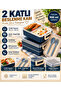 2-Tier Compartmented Lunch Box / Nutrition Container (900ml) - with Spoon and Fork Set, Leak-Proof and Bpa-Free - 2