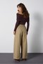 Women's Khaki Premium Elastic Loose Cut Poplin Trousers 32012 - 6