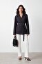 V-neck belted shirt