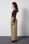 Women's Khaki Premium Elastic Loose Cut Poplin Trousers 32012 - 5