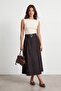 Gold buckle detailed denim skirt